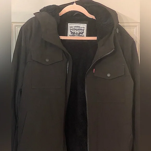NEW NEVER WORN Black Levi Strauss Co. Coat with inner lining - Picture 1 of 9